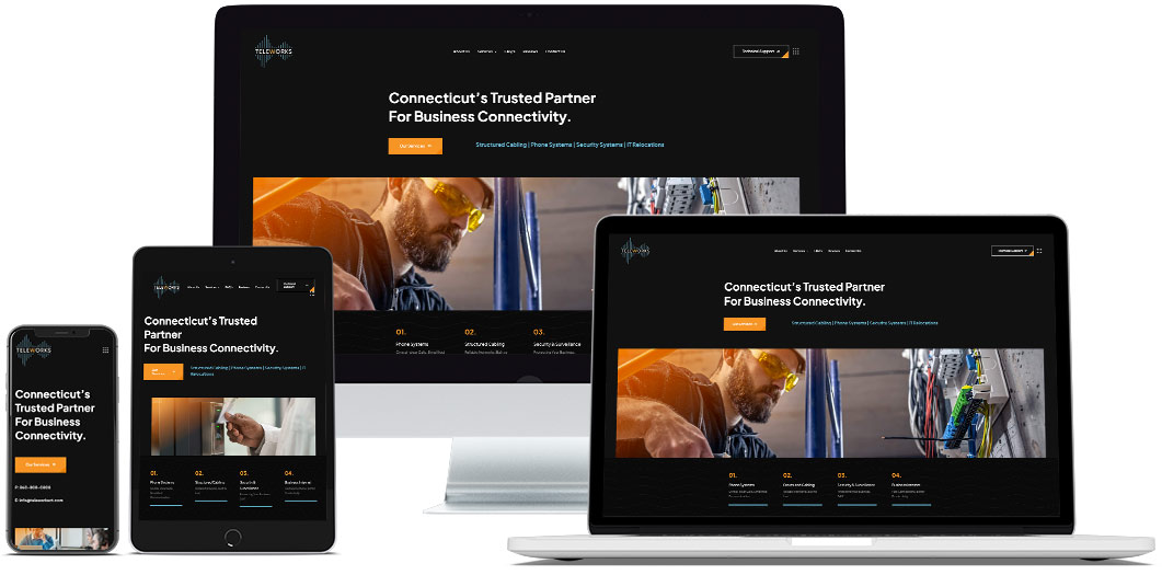 Teleworks website redesign on devices